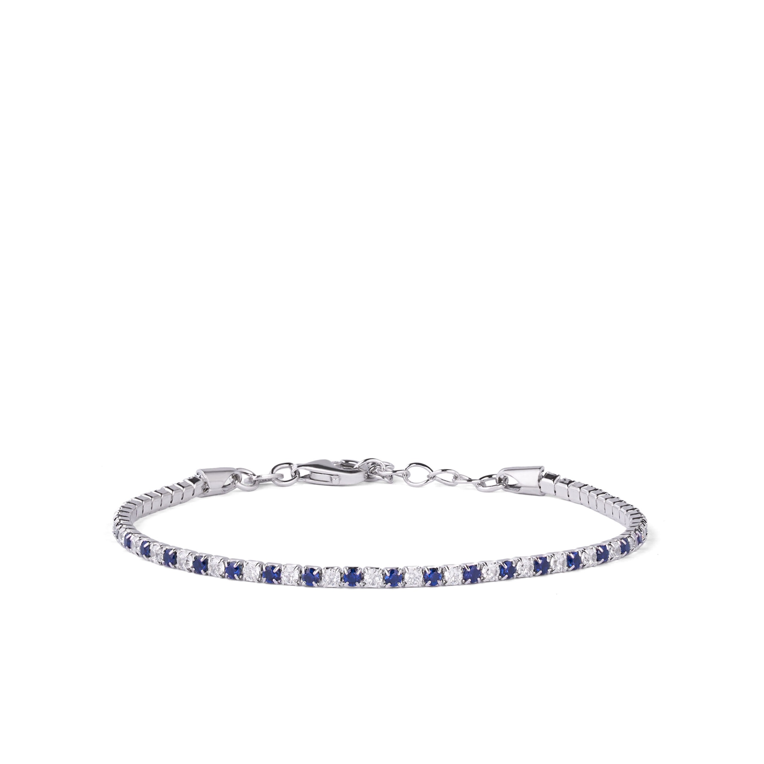 Bracciale Tennis Zaffiro e Zirconi Bianchi