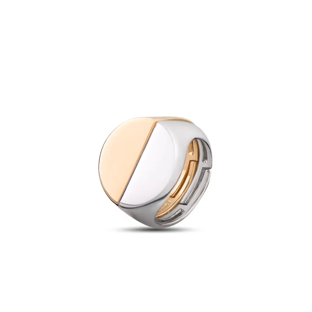 Anello in Argento Semisfera Bicolore Regolabile