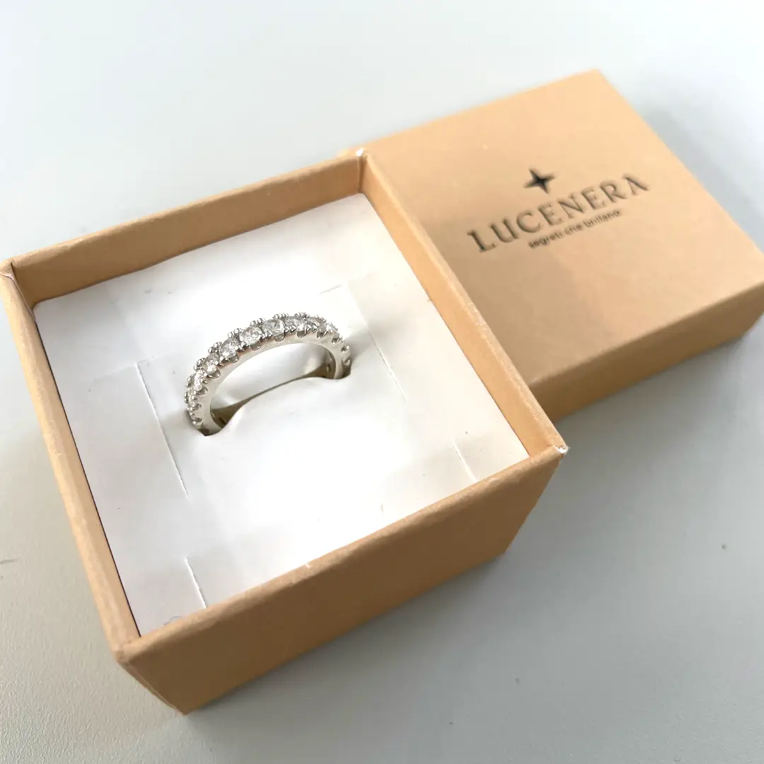 Anello Argento 925 Donna | Veretta Eternity Zirconi Bianchi | Fede Luminosa - immagine 3
