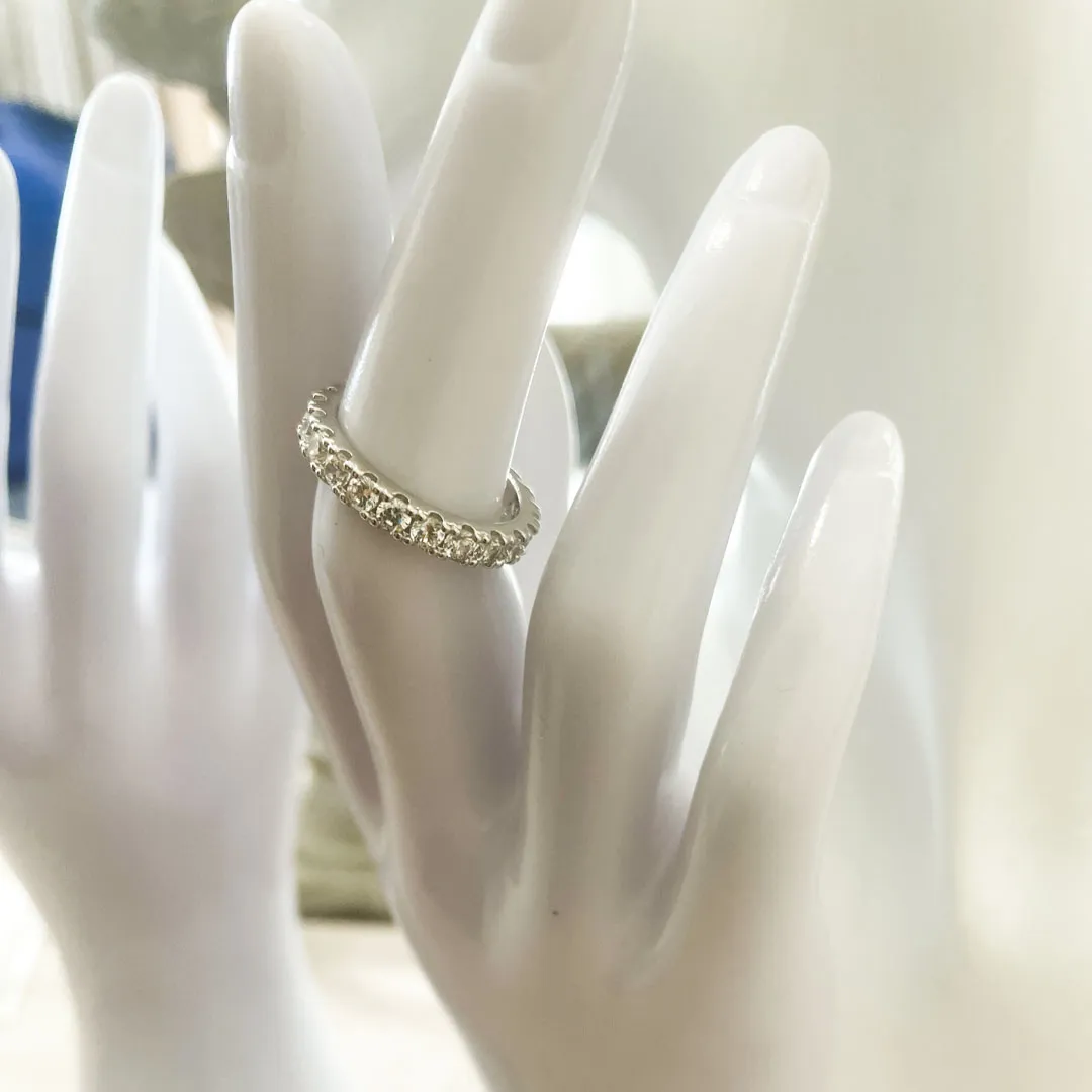 Anello Argento 925 Donna | Veretta Eternity Zirconi Bianchi | Fede Luminosa - immagine 5