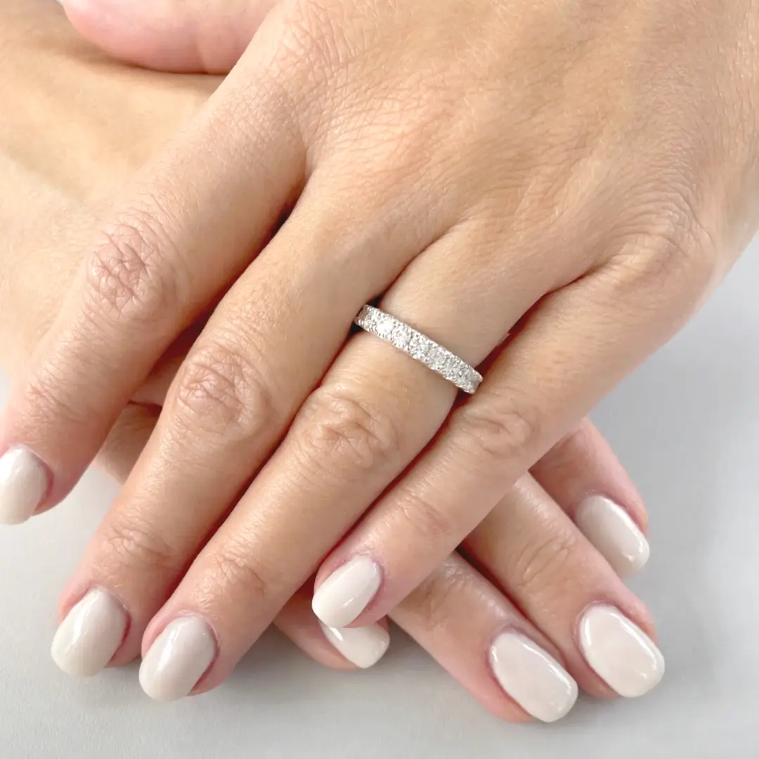 Anello Argento 925 Donna | Veretta Eternity Zirconi Bianchi | Fede Luminosa - immagine 4