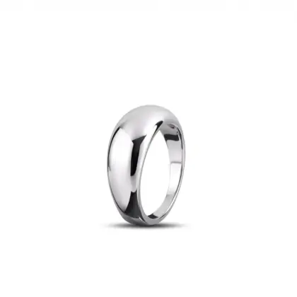Anello Argento 925 Donna | Bombato Liscio Minimal | Fascia Larga Lucida
