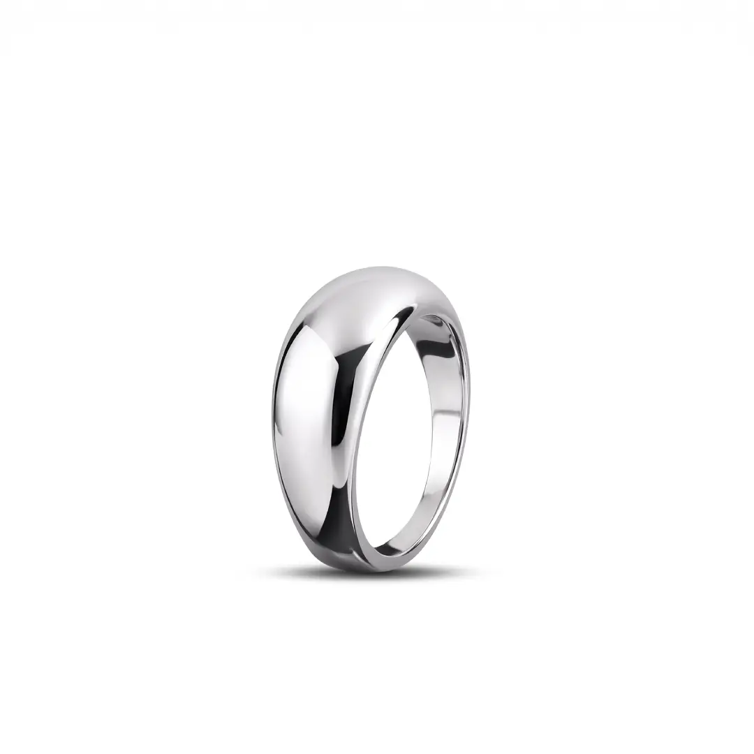 Anello Argento 925 Donna | Bombato Liscio Minimal | Fascia Larga Lucida
