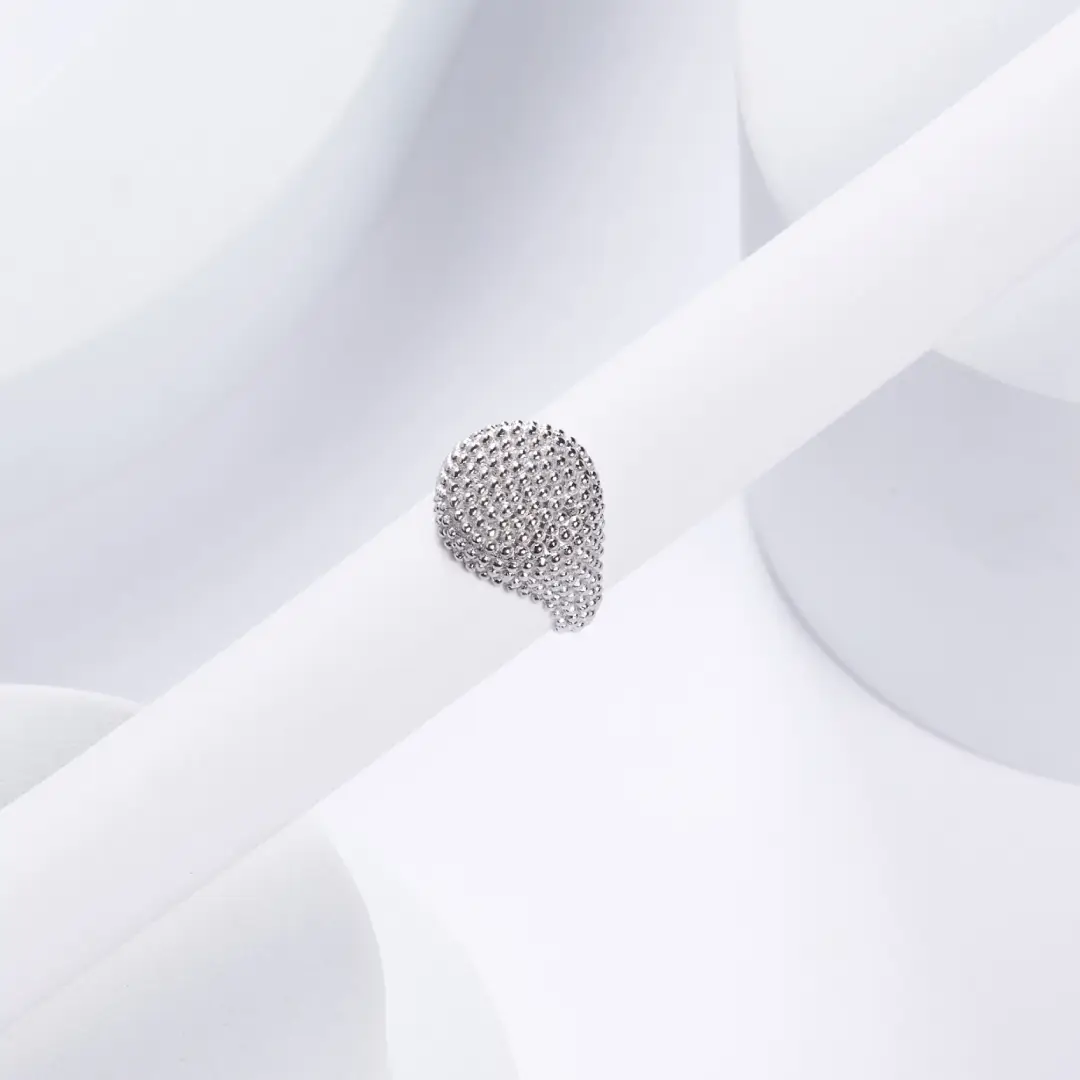 Anello Argento 925 Donna | Regolabile Chevalier Sigillo Ovale Puntinato Martellato | Vintage - immagine 7
