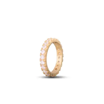 Anello Argento 925 Dorato Donna | Veretta Eternity Zirconi Bianchi