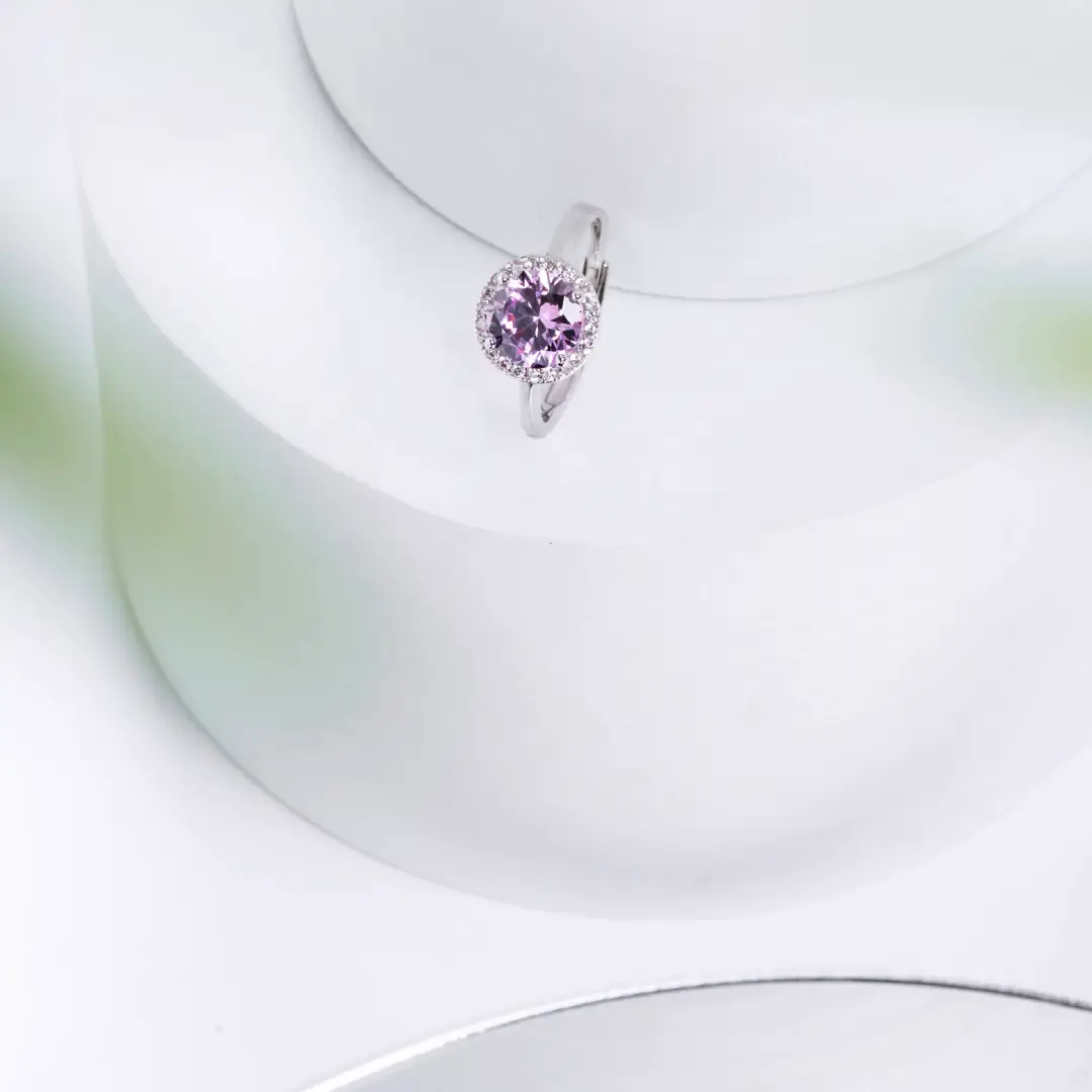 Anello Argento 925 Donna | Regolabile Rosetta Zircone Rosa Grande e Corona Zirconi Bianchi - immagine 7