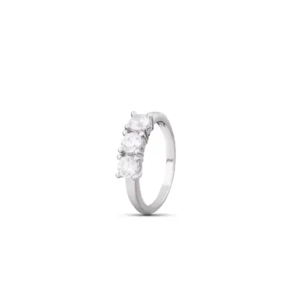 Anello Argento 925 Donna | Trilogy Tre Pietre Zirconi Bianchi | Fidanzamento