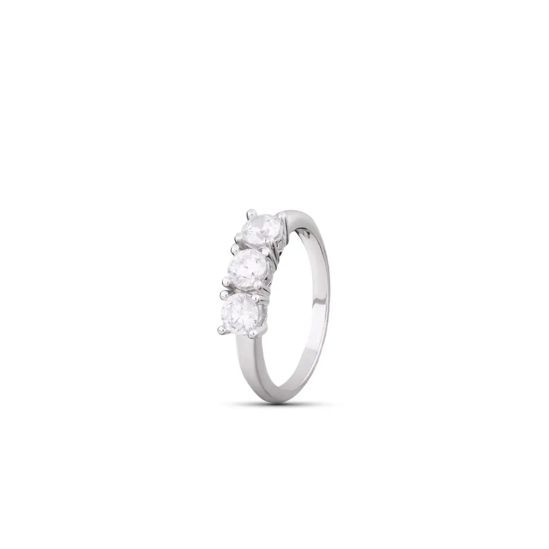 Anello Argento 925 Donna | Trilogy Tre Pietre Zirconi Bianchi | Fidanzamento