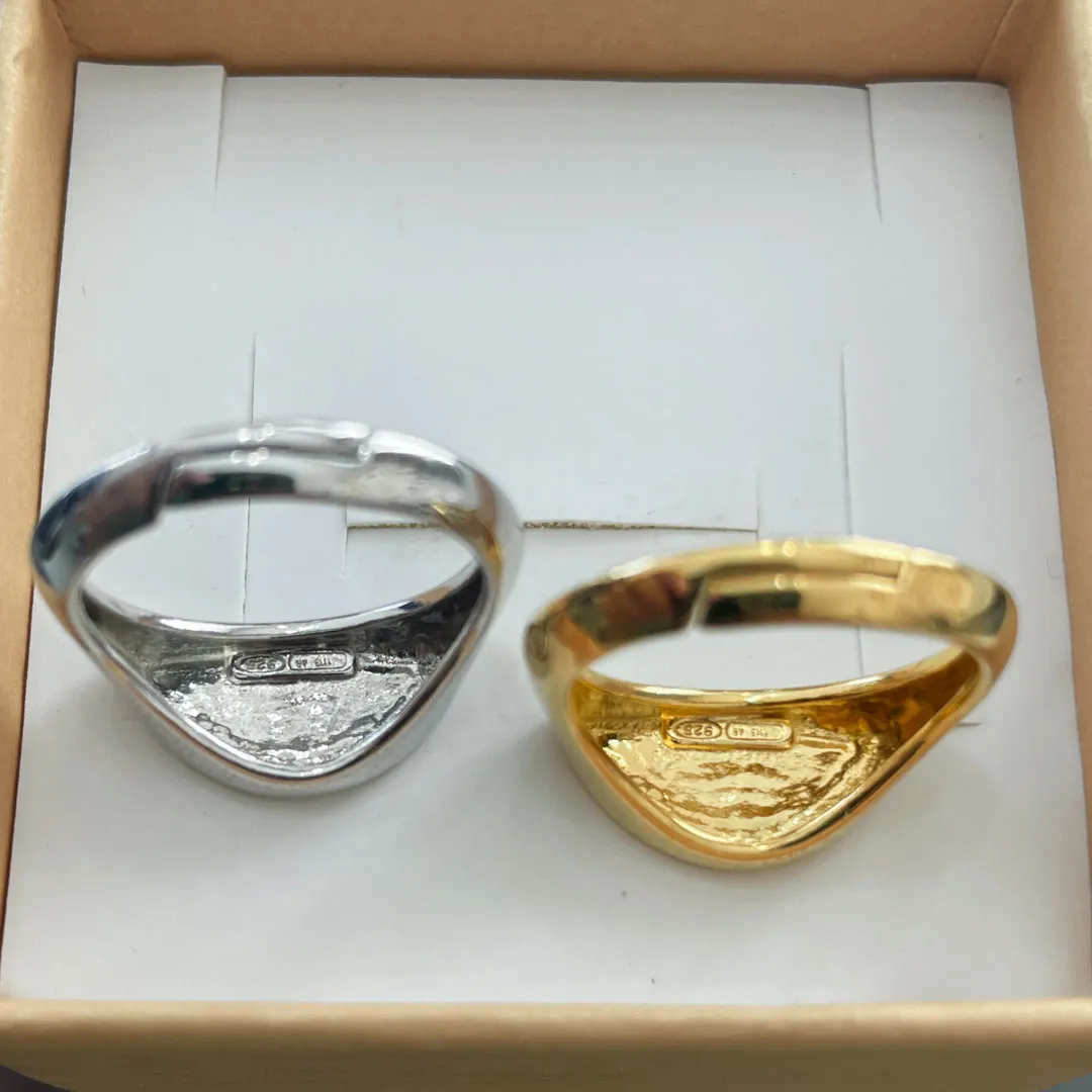 Anello Argento 925 Donna | Regolabile Bicolor Mezza Luna | Design Moderno Minimal 2 in 1 - immagine 7