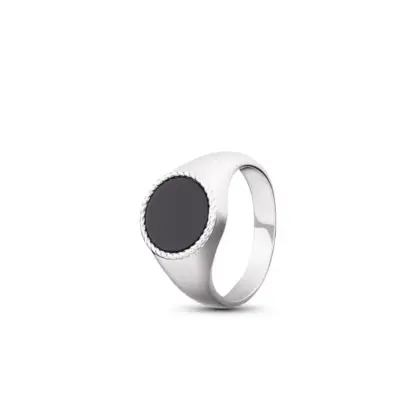 Anello Argento 925 Uomo - Donna | Chevalier Sigillo Ovale Pietra Nera Onice