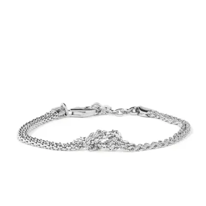 Bracciale Argento 925 Donna | Doppio Filo Catena Popcorn Nodo Infinito | Regolabile 16-20 cm