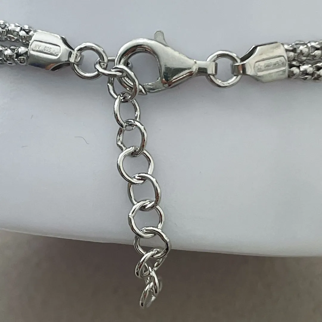 Bracciale Argento 925 Donna | Doppio Filo Catena Popcorn Nodo Infinito | Regolabile 16-20 cm - immagine 6