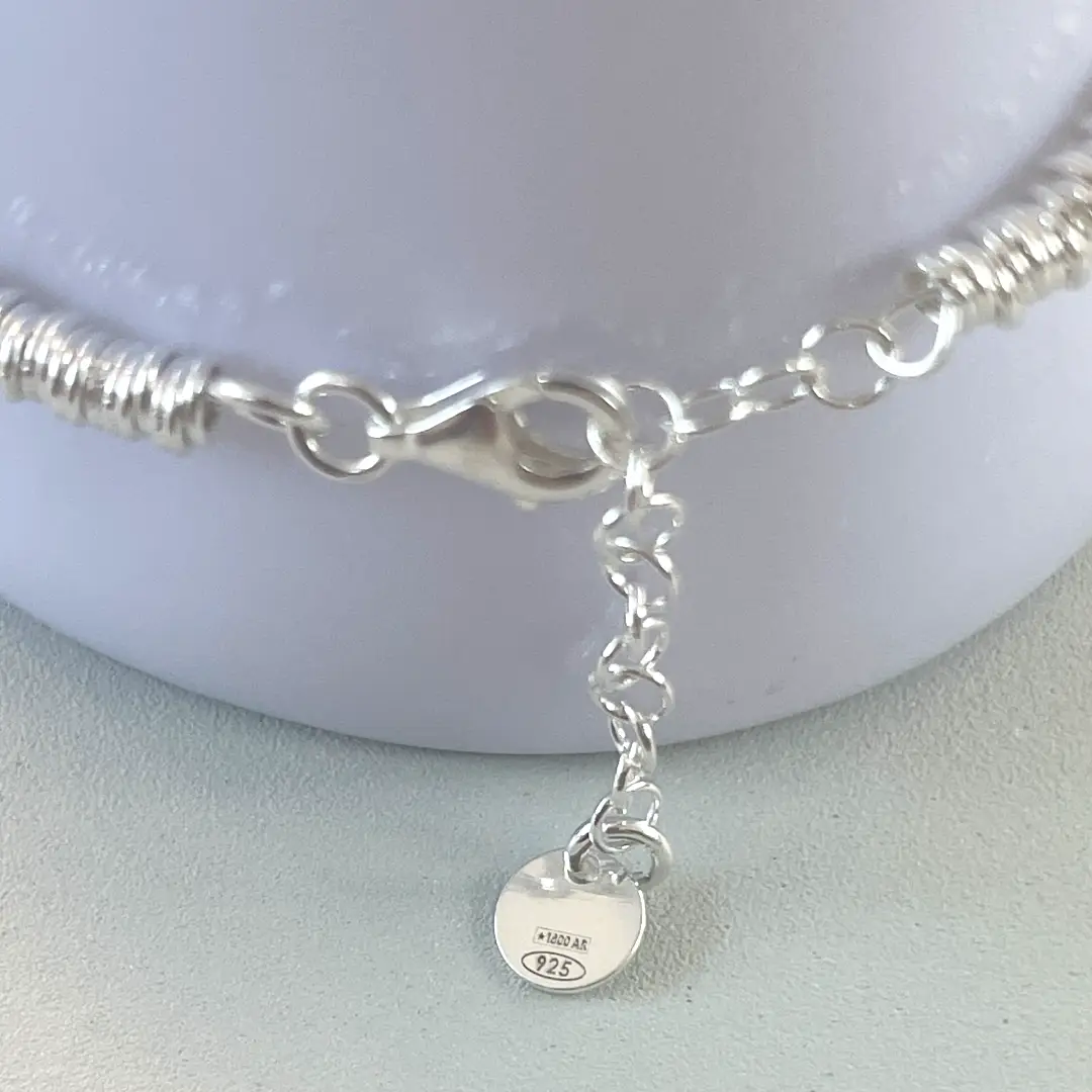 Bracciale Argento 925 Donna | Rondelle Argento e Sfere color Oro Rosa | Regolabile 16-20 cm - immagine 6