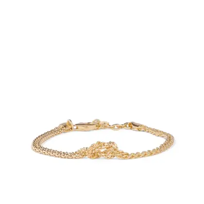 Bracciale Argento 925 Dorato Donna | Doppio Filo Catena Popcorn Nodo Infinito | Regolabile 16-20 cm