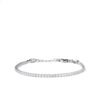 Bracciale Argento 925 Uomo - Donna | Tennis 2mm Zirconi Bianchi | Regolabile 16-20 cm | Riviera