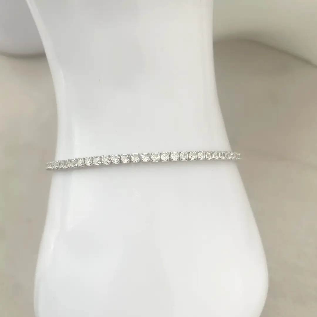 Bracciale Argento 925 Uomo - Donna | Tennis 2mm Zirconi Bianchi | Regolabile 16-20 cm | Riviera - immagine 5