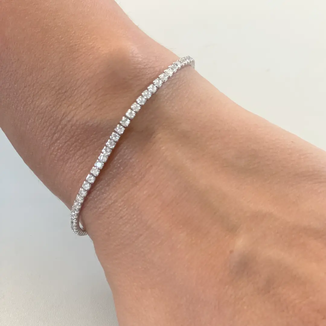 Bracciale Argento 925 Uomo - Donna | Tennis 2mm Zirconi Bianchi | Regolabile 16-20 cm | Riviera - immagine 4
