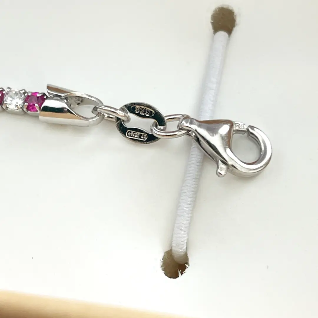 Bracciale Argento 925 Uomo - Donna | Tennis 2mm Zirconi Rossi e Bianchi | Regolabile 16-20 cm | Riviera - immagine 6
