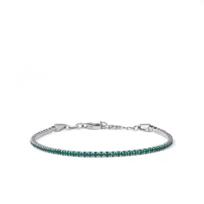 Bracciale Argento 925 Uomo - Donna | Tennis 2mm Zirconi Verdi | Regolabile 16-20 cm | Riviera