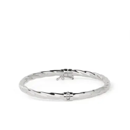 Bracciale Rigido Argento 925 Donna | Bangle Torsade Torsiglione 3mm | Diametro 6 cm