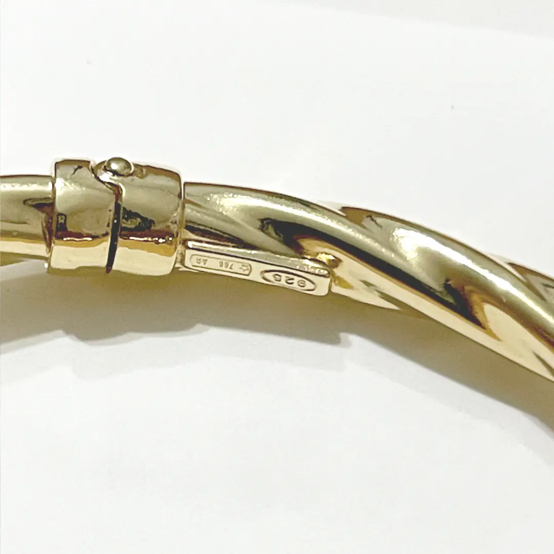 Bracciale Rigido Argento 925 Dorato Donna | Bangle Torsade Torsiglione 3mm | Diametro 6 cm - immagine 6
