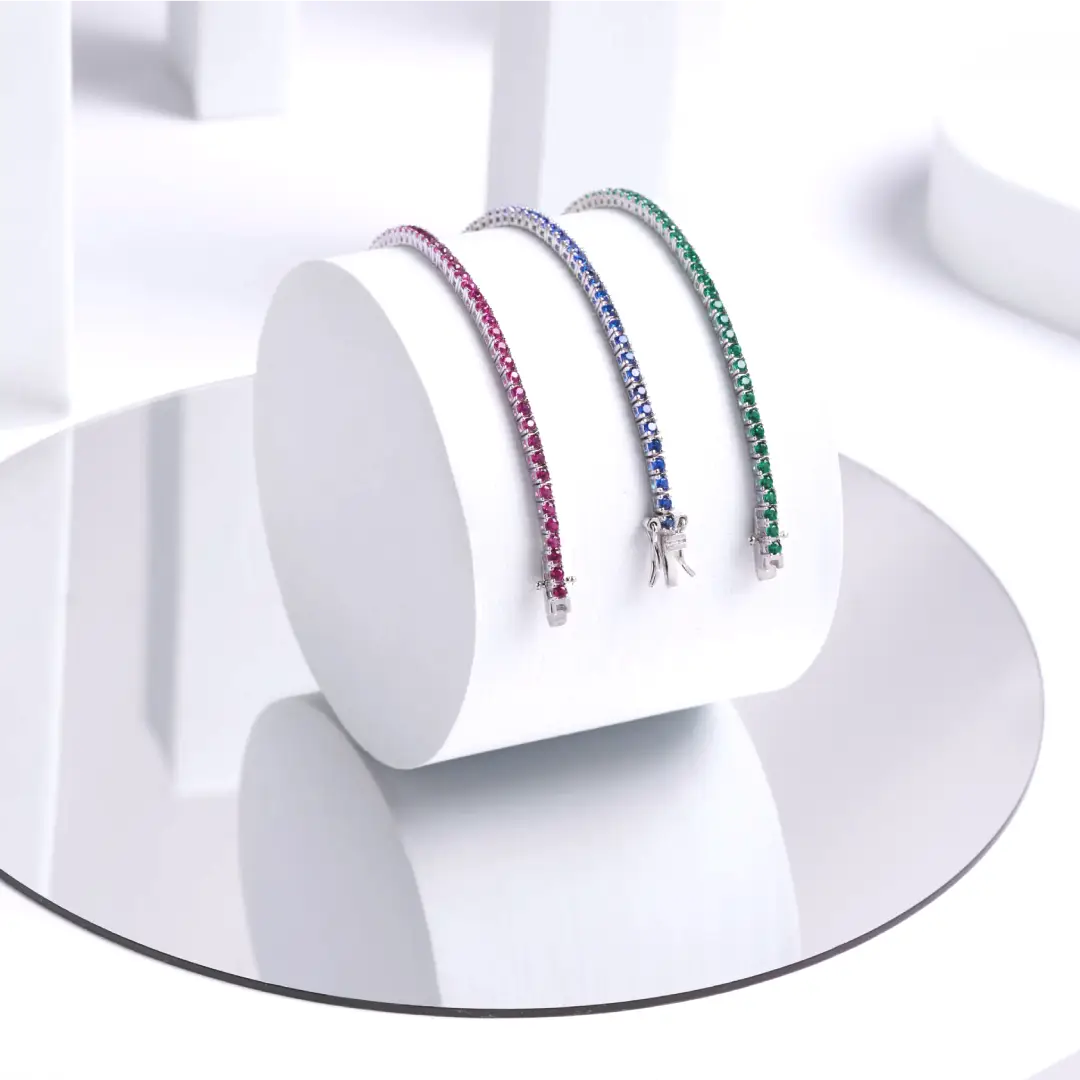 Bracciale Tennis Argento 925 Donna | Zirconi Fucsia 2mm | Chiusura a Cassetta con Sicura - immagine 7