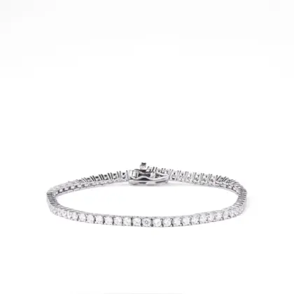 Bracciale Tennis Argento 925 Uomo - Donna | Zirconi Bianchi 2mm | Chiusura a Cassetta con Sicura