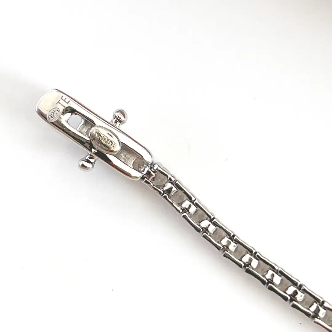Bracciale Tennis Argento 925 Uomo - Donna | Zirconi Bianchi 2mm | Chiusura a Cassetta con Sicura - immagine 6