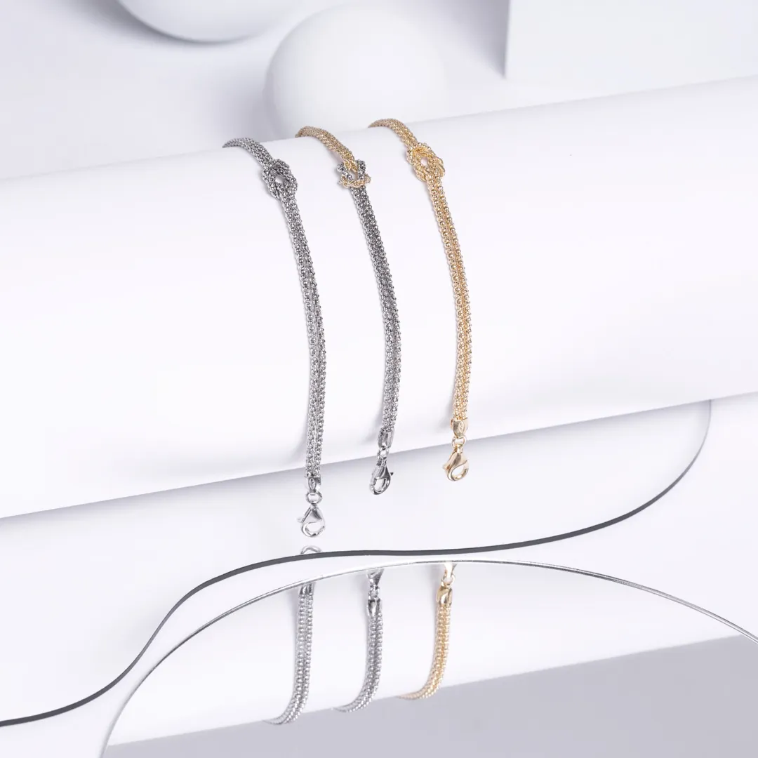 Bracciale Argento 925 Donna | Doppio Filo Catena Popcorn Nodo Infinito | Regolabile 16-20 cm - immagine 7