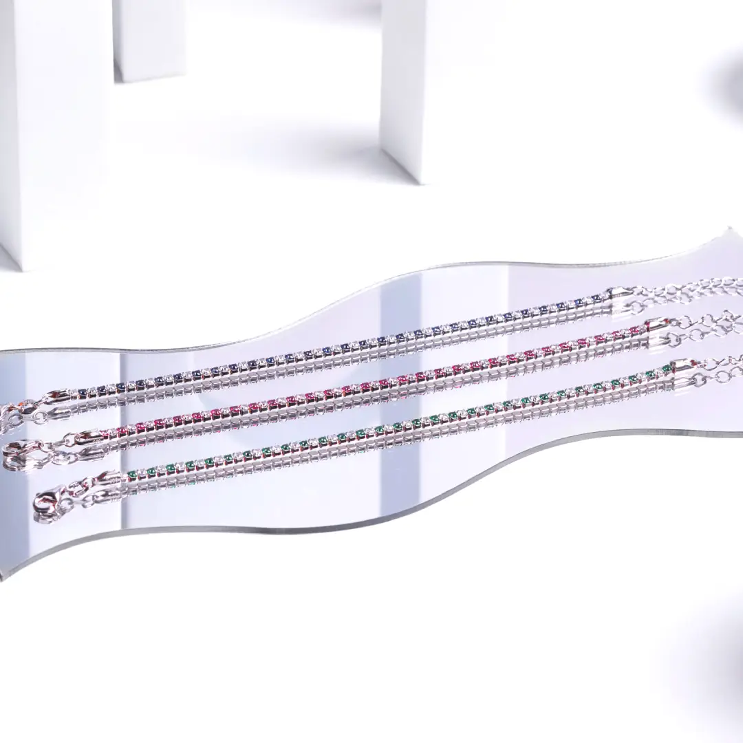 Bracciale Argento 925 Uomo - Donna | Tennis 2mm Zirconi Verdi e Bianchi | Regolabile 16-20 cm | Riviera - immagine 7