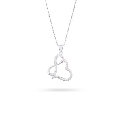 Collana Argento 925 Donna 45 o 50 cm | Ciondolo Cuore Infinito con Zirconi Bianchi | Girocollo Infinito Amore
