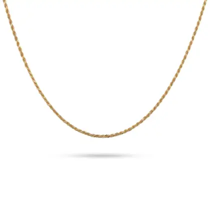 Collana Corda Argento Dorato 925 Donna 50cm o 60cm | Catena Rope Torciglione Oro | 2mm
