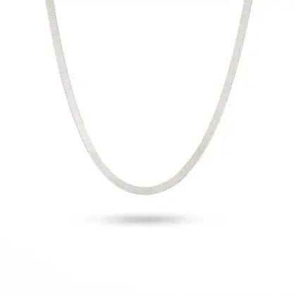 Collana Snake Argento 925 Donna Regolabile da 40 a 45cm | Girocollo Piatto Spina di Pesce 3mm | Choker