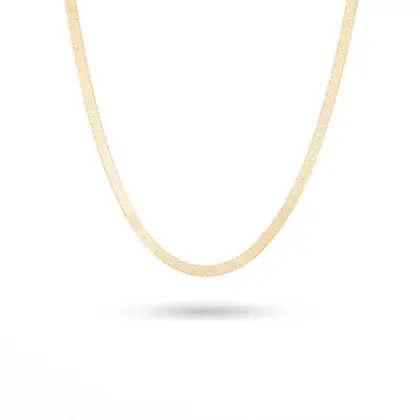 Collana Snake Argento Dorato Donna Regolabile da 40 a 45cm | Girocollo Piastra Herringbone Oro | Serpentina 3mm