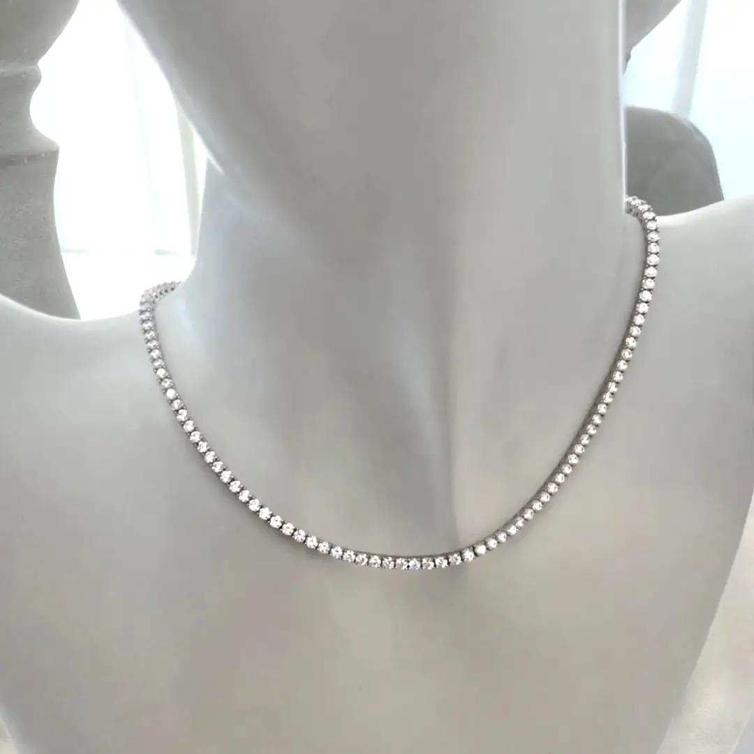 Collana Tennis Argento 925 Donna 45cm | Girocollo Zirconi Bianchi 2,5mm | Riviere Tennis - immagine 4