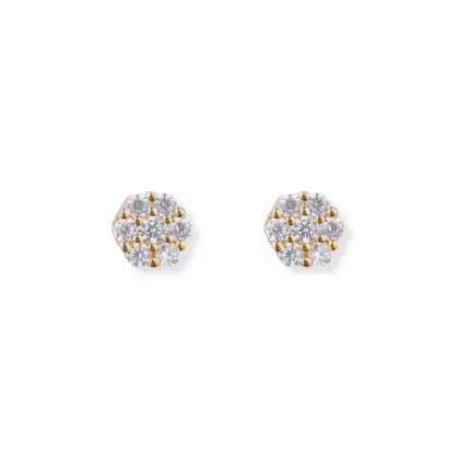 Orecchini Argento 925 Dorato Donna | Lobo Fiore Rosetta Cluster 7 Pietre | Punto Luce