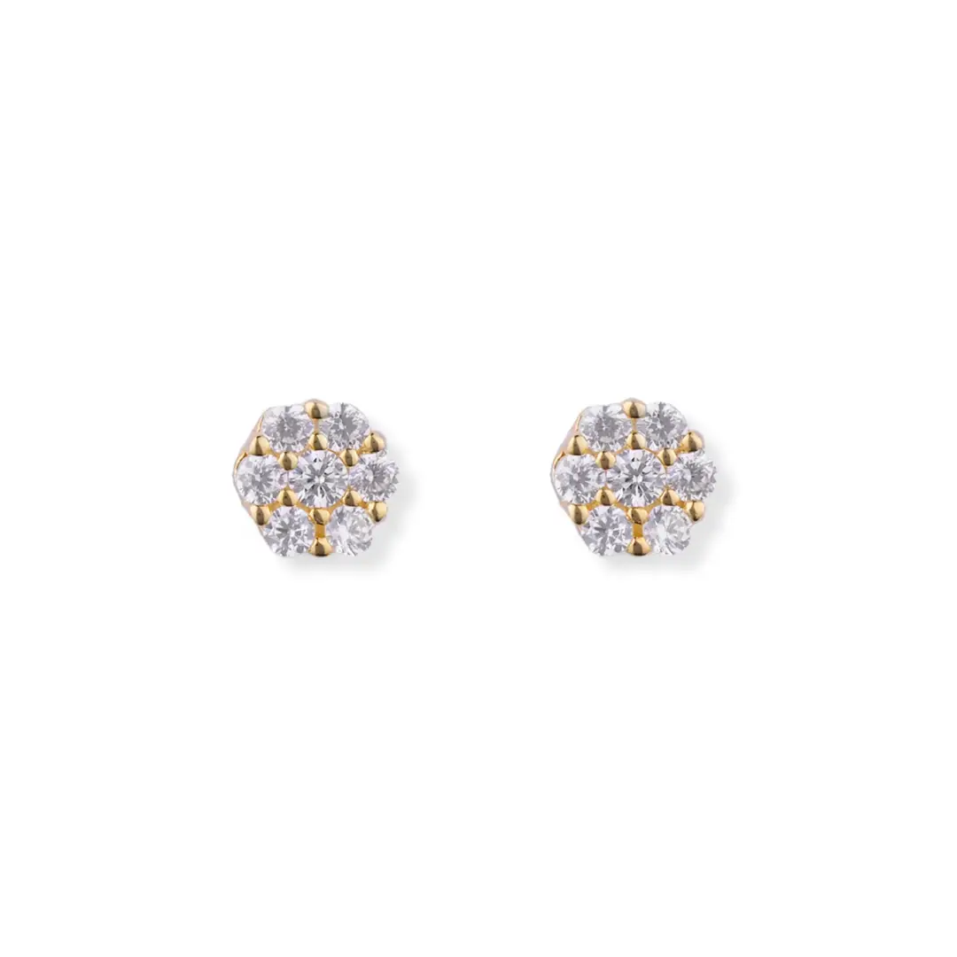 Orecchini Argento 925 Dorato Donna | Lobo Fiore Rosetta Cluster 7 Pietre | Punto Luce