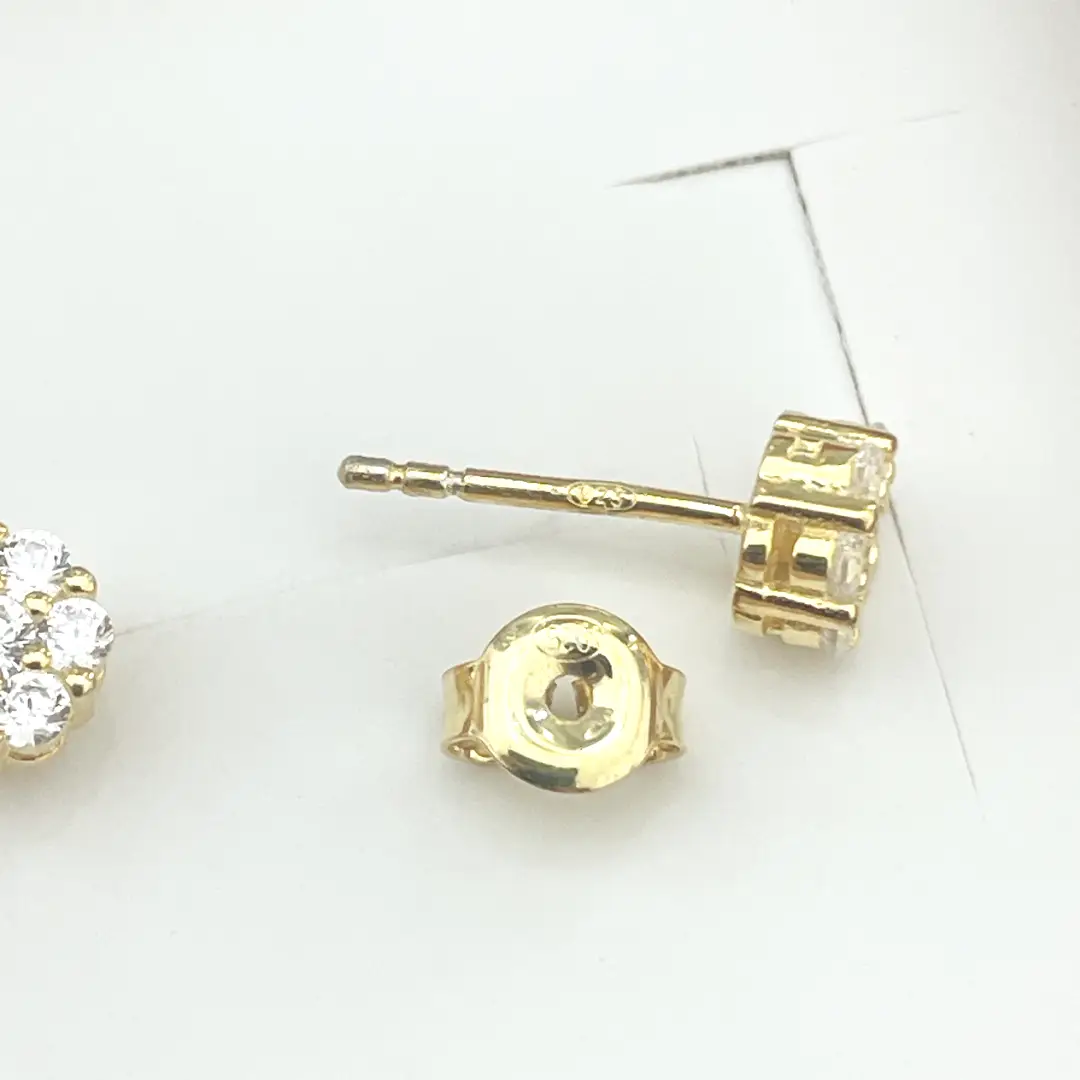 Orecchini Argento 925 Dorato Donna | Lobo Fiore Rosetta Cluster 7 Pietre | Punto Luce - immagine 5