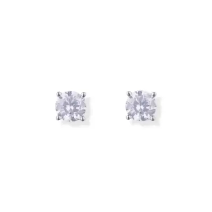 Orecchini Argento 925 Donna | Punto Luce Solitario 4mm Lobo | Zirconi Bianchi