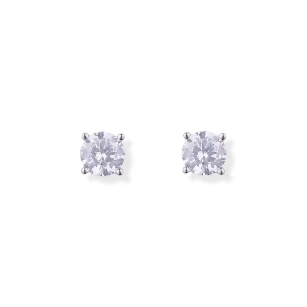 Orecchini Argento 925 Donna | Punto Luce Solitario 4mm Lobo | Zirconi Bianchi