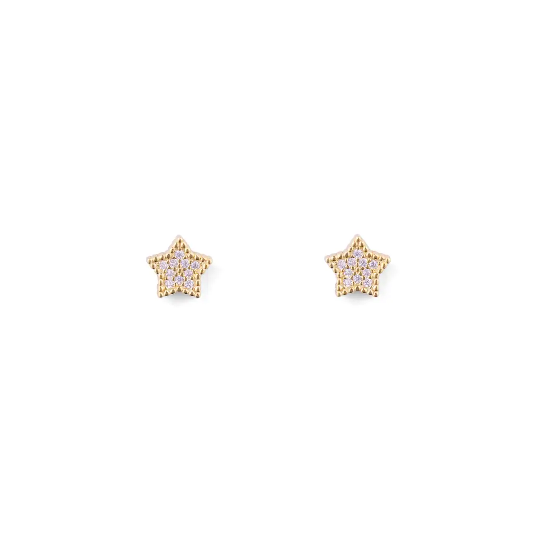 Orecchini Argento 925 Dorato Donna | Stella Pavé Zirconi Bianchi | Lobo Stellina