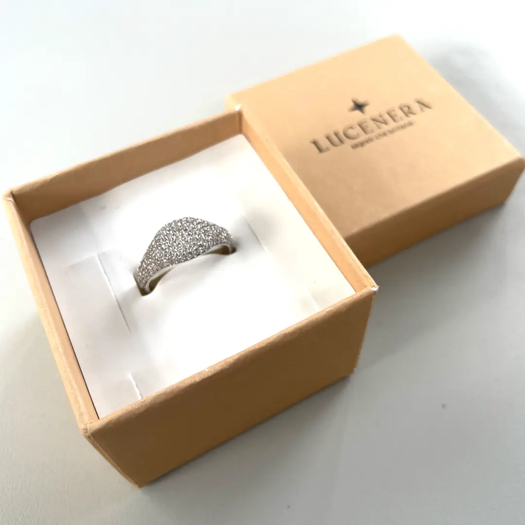 Anello Argento 925 Donna | Regolabile Chevalier Pavé Zirconi Bianchi | Sigillo Rotondo Luminoso - immagine 3