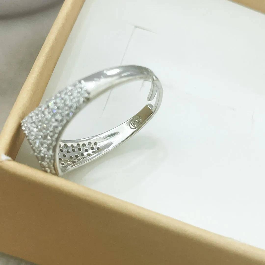 Anello Argento 925 Donna | Regolabile Chevalier Pavé Zirconi Bianchi | Sigillo Rotondo Luminoso - immagine 6