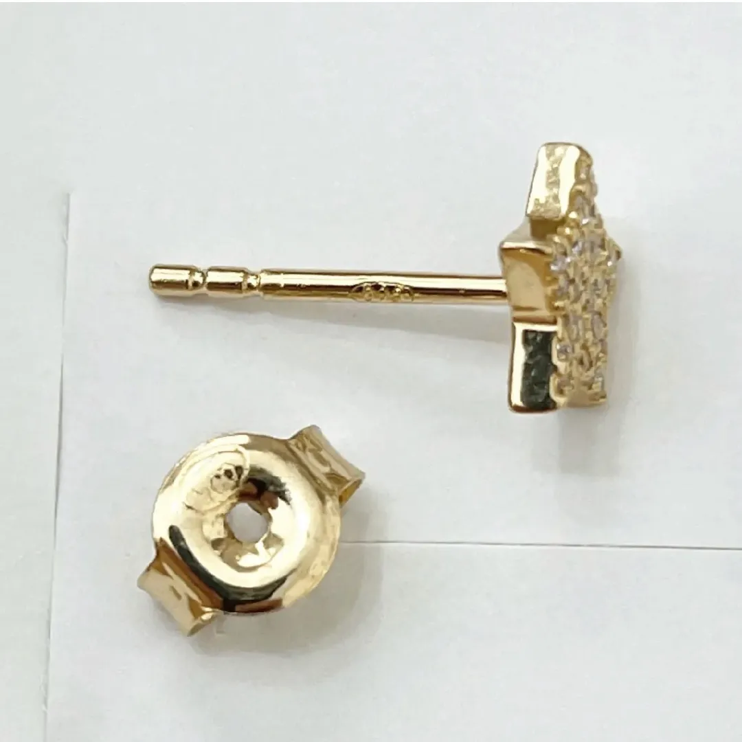 Orecchini Argento 925 Dorato Donna | Stella Pavé Zirconi Bianchi | Lobo Stellina - immagine 5
