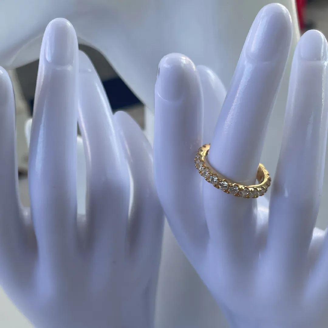 Anello Argento 925 Dorato Donna | Veretta Eternity Zirconi Bianchi - immagine 5