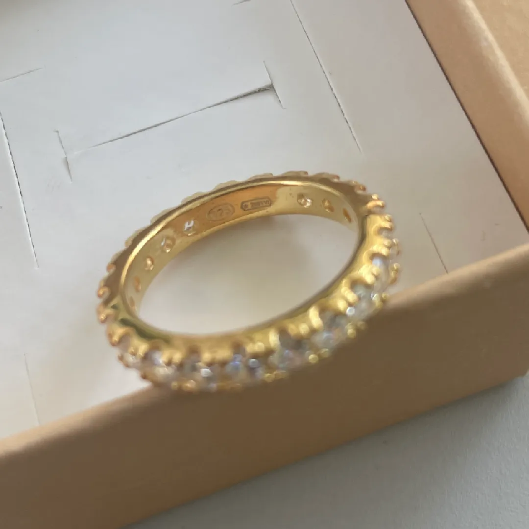 Anello Argento 925 Dorato Donna | Veretta Eternity Zirconi Bianchi - immagine 6