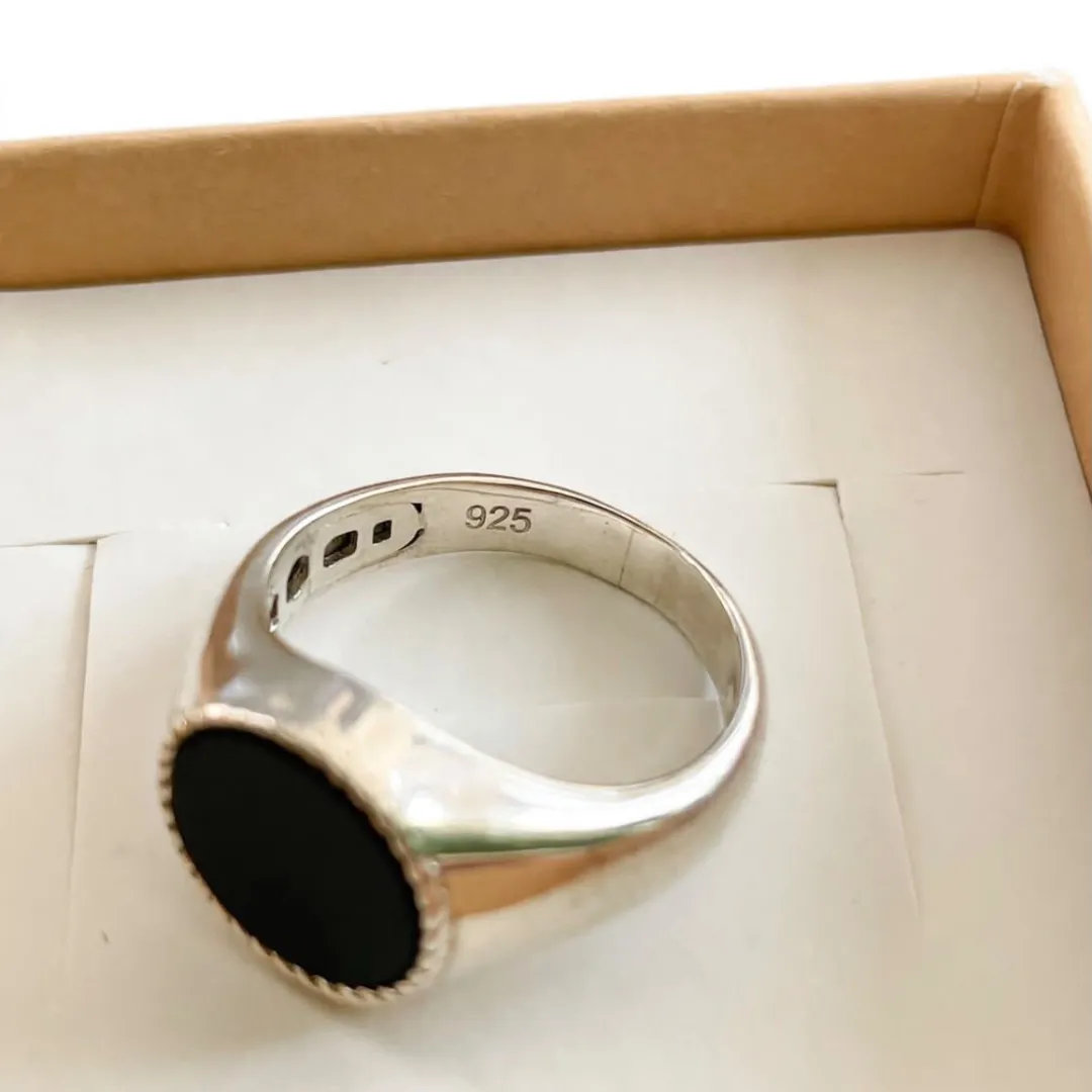 Anello Argento 925 Uomo - Donna | Chevalier Sigillo Ovale Pietra Nera Onice - immagine 7