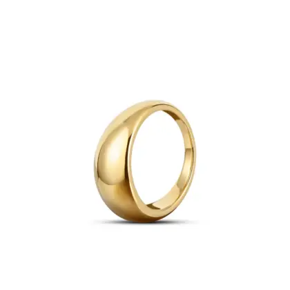 Anello Argento 925 Dorato Donna | Bombato Liscio Minimal | Fascia Larga Lucida