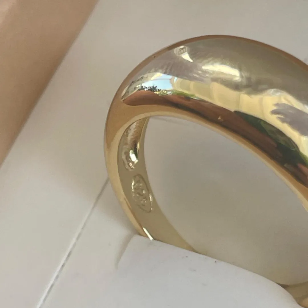 Anello Argento 925 Dorato Donna | Bombato Liscio Minimal | Fascia Larga Lucida - immagine 6