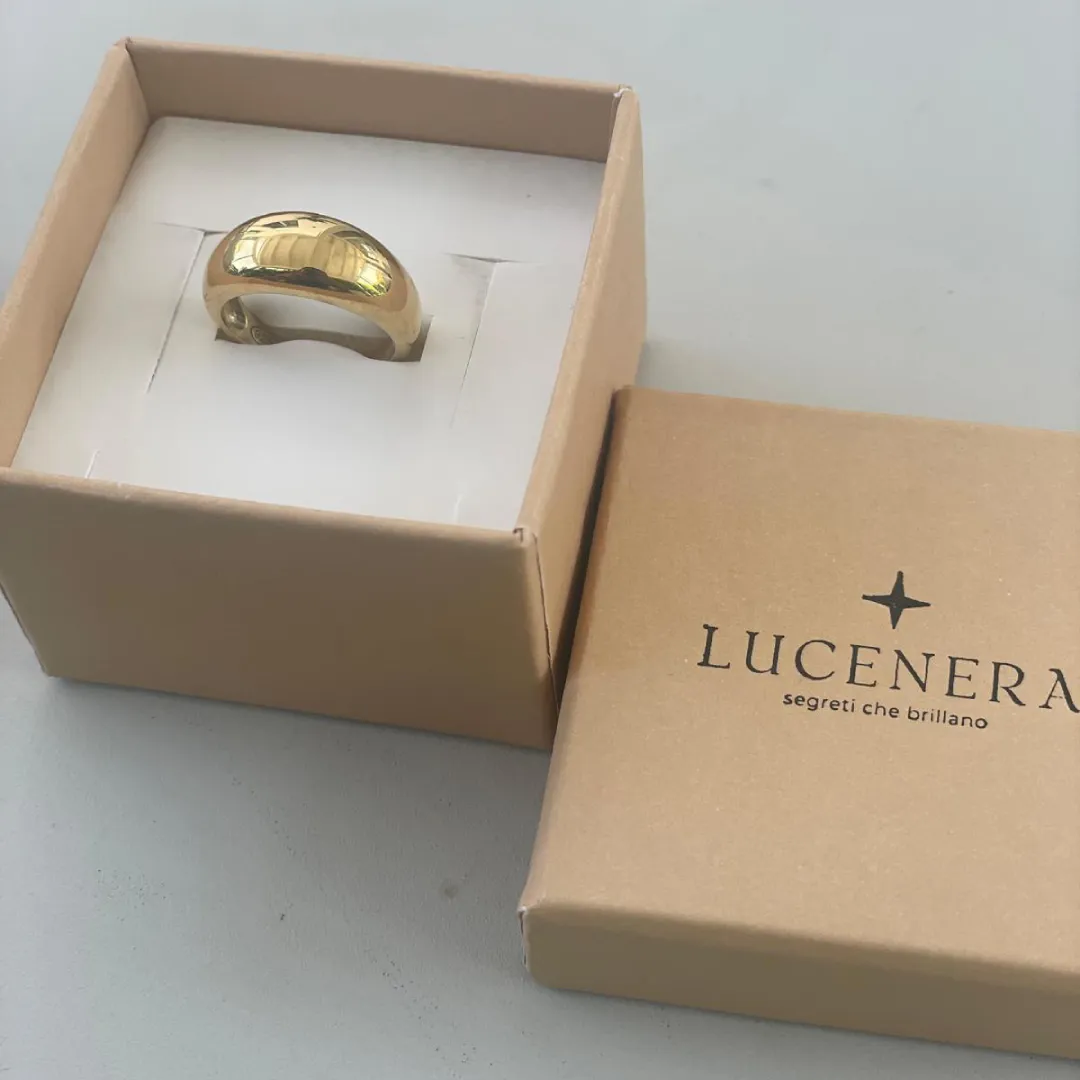 Anello Argento 925 Dorato Donna | Bombato Liscio Minimal | Fascia Larga Lucida - immagine 3
